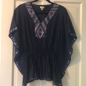 Navy Blue Sequin Top